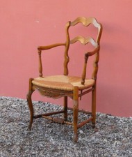 Poltrona st.provenzale in legno di faggio, seduta impagliata, '900!