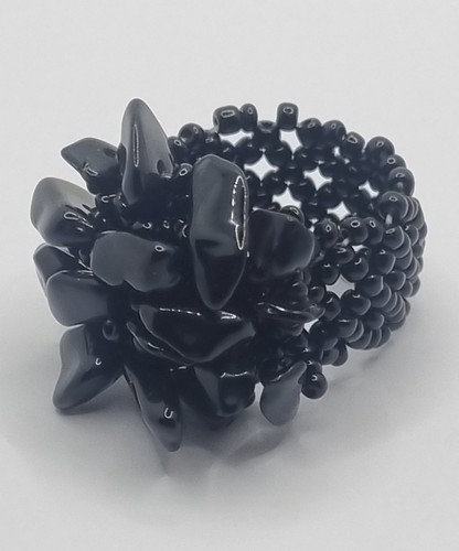 Anello elastico nero - anello, nero,