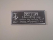 Pezzo Targhetta metallo FERRARI TESTAROSSA POCHER 1/8 K51 K52 K53 K54 K59 K61 K6