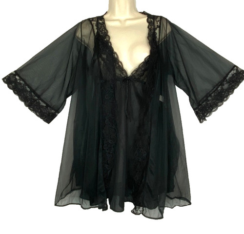 Vintage anni nero peignoir - anni,