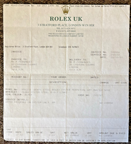 Rolex service certificate - rolex,