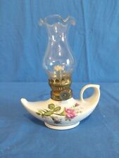 Lampada Bugia Ad Olio Con Stoppino Ceramica Paralume Anni 70 Vintage