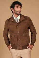 Bomber Pelle Scamosciata Fango