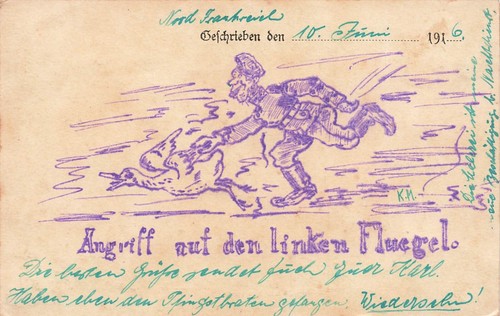 Cartolina militare dipinta - , a