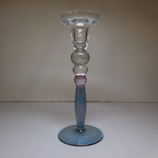 Candelabro Vetro Cristallo Bianco Rosa Blu Vintage Art Deco Casa Francia N7969