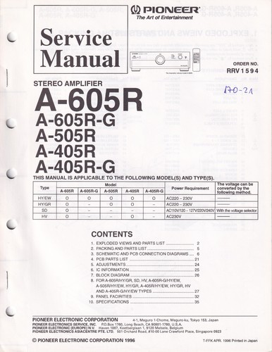 Manuale servizio pioneer - servizio,