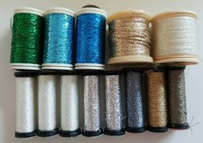 Lotto 13 rocchetti filo metallico cucito ricamo bianco oro argento alcuni NUOVI