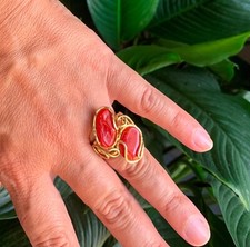 Anello stile antico corallo rosso originale made in Italy