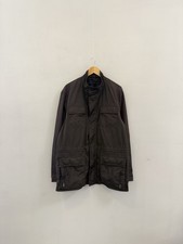 Giacca uomo Zegna nera in nylon con bordo in pelle taglia XXL