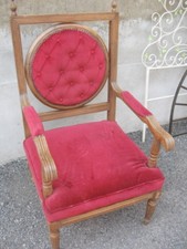 POLTRONA DECO' 1940 STOFFA ROSSA - NOCE MASSELLO PATINA NATURALE - POCO RESTAURO