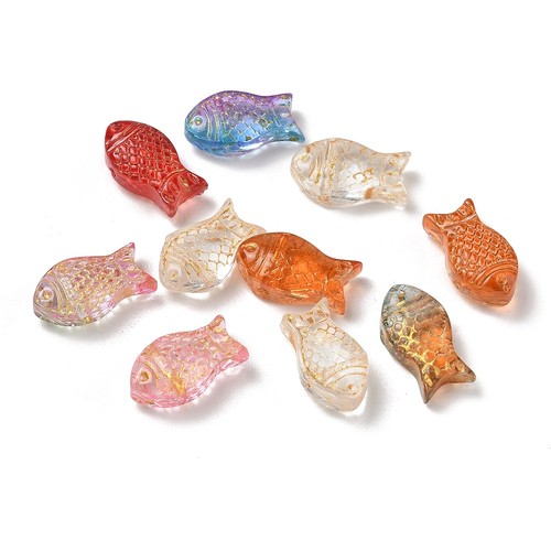 80pz perline vetro pesce - perline,
