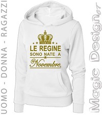FELPA CAPPUCCIO MESE A SCELTA LE REGINE SONO NATE A il tuo mese QUEEN SWEAT
