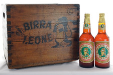 BIRRA LEONE CASSA D'EPOCA VINTAGE 30/40'S + 2 BOTTIGLIE VINTAGE