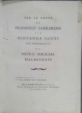 NOZZE GHERARDINI CONTI ODE PINDARICA PIETRO PEROLARI MALMIGNATI 1804 LENDINARA