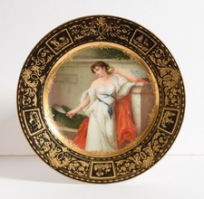 Antico piatto ritratto 1800 Royal Vienna Eitelheit / Vanità di Wagner. Germania.