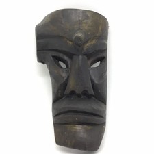 VECCHIA E GRANDE MASCHERA IN LEGNO SARDA SARDEGNA MAMUTHONES 36cm ceramica