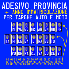 ADESIVI (2ANT/2POST) TARGA PROVINCIA + ANNO X RIPRISTINO TARGHE AUTO E MO 