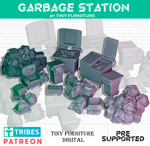 Mobilier miniature poubelles - mobilier,