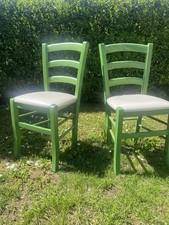 Coppia sedie legno verde nuove, seduta imbottita incelofanata stile paesana