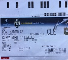 Biglietto Juventus - Real Madrid Champions 9 Marzo 2005