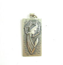 MEDAGLIA PENDENTE PER COLLANA RELIGIOSA MADONNA MARIA ARGENTO STERLING VINTAGE