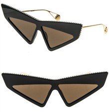 Occhiali da sole Gucci GG0430S Hollywood Forever 0430 nero marrone maschera cristallo 002