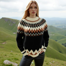 Maglione nero islandese Fair
