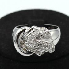 Anello a fascia in oro bianco 18K con diamanti naturali vintage anni '80 Italia