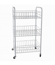 Carrello In Metallo Da Bagno Portaoggetti 3 Ripiani Porta Oggetti Con Ruote 5253