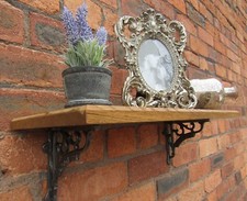 Scaffale rustico in legno massello di rovere fatto a mano mensola in ghisa staffe mensola