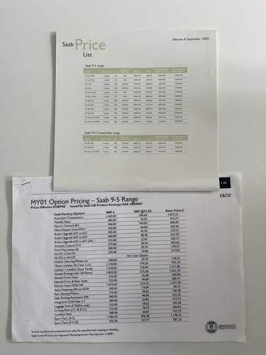 Listino prezzi saab 9 - saab, 9-3