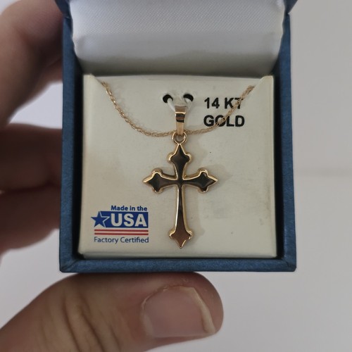 Ciondolo croce oro kt - ciondolo, 14