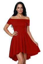 Abito Scollo Nudo aperto gonna Top Svasato Party Ballo Cerimonia Skater Dress M