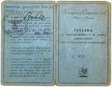 RSI MILANO TALIEDO AEROPLANI CAPRONI S.A. TESSERA IMPIEGATO DICEMBRE 1943 