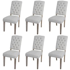 B-Ware set 6 sedie da pranzo MCW-O66b, sedia Chesterfield borchie tessuto grigio chiaro