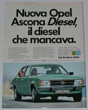 Advert Pubblicità 1979 OPEL ASCONA DIESEL