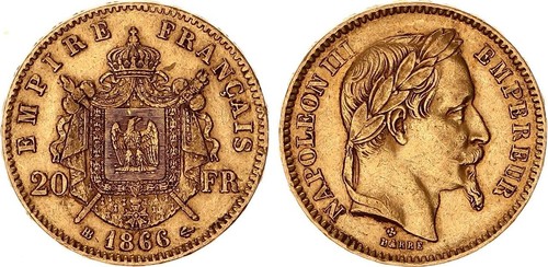 Francia franchi oro - d'oro, 1866