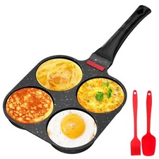 Traxenta padella pancake, pentola pancakes, frittata a 4 fori in alluminio, anti