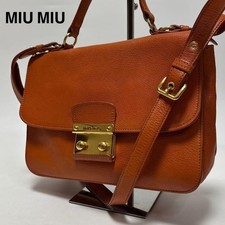 Borsa a tracolla MIU MIU Madras in pelle 2 vie arancione oro ferramenta dal Giappone