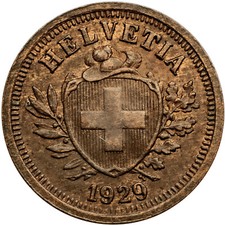 Moneta Svizzera 1 Rappen 1929