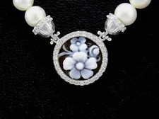 Collana donna in argento sterling 925 perla vera coltura e cammeo vintage