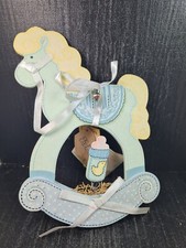 my doll cavallo a dondolo legno laccato azzurro h cm 20 x 16