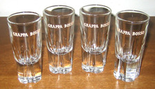 SET 4 Bicchieri Pubblicitari Grappa BOSSO in vetro con base pesante - Vintage