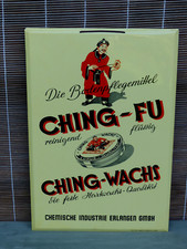 vecchia insegna in latta CHING -FUCHING - CERA industria chimica Erlangen - exem. 2