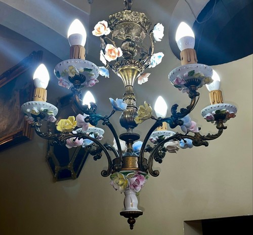 Lampadario bronzo e - , in