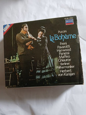 PUCCINI LA BOHEME 2 CD PAVAROTTI FRENI PANERAI VON KARAJAN BERLIN+300 PAGE BOOK