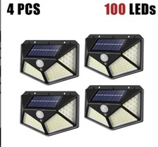 4 X Faretti da Esterno Faretto con Luci LED Pannello Solare SENSORE DI MOVIMENTO