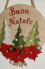 Fuoriporta BUON NATALE legno albero di natale stella di natale pigne idea regalo