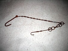 ANTICA CATENA CAMINO PAIOLO IN FERRO BATTUTO CON 6 ANELLI cm.150