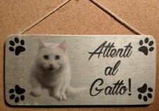 Cartello LEGNO targa ATTENTI